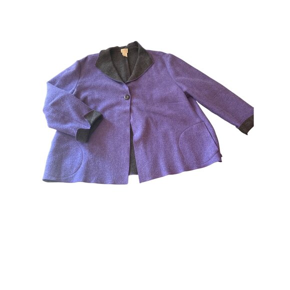 Sigrid Olsen Sport Womens 1X Wool Blend Purple Jacket With Pockets - Picture 1 of 5